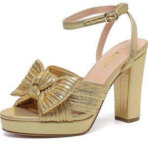 Chunky Platform 4in Gold Heels
